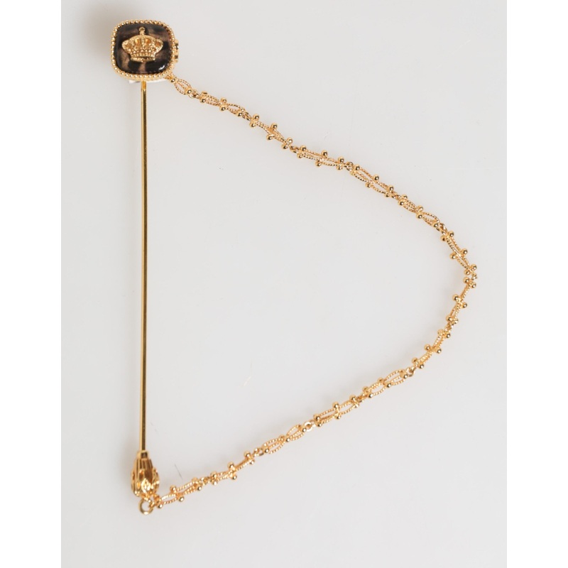 Dolce & Gabbana DG Crown Gold Chain Mens Accessories Brooch Lapel Pin