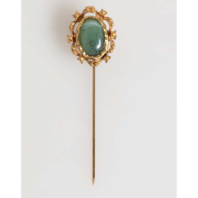 Dolce & Gabbana Gold Tone Green Stone Antique Men Accessory Brooch Pin