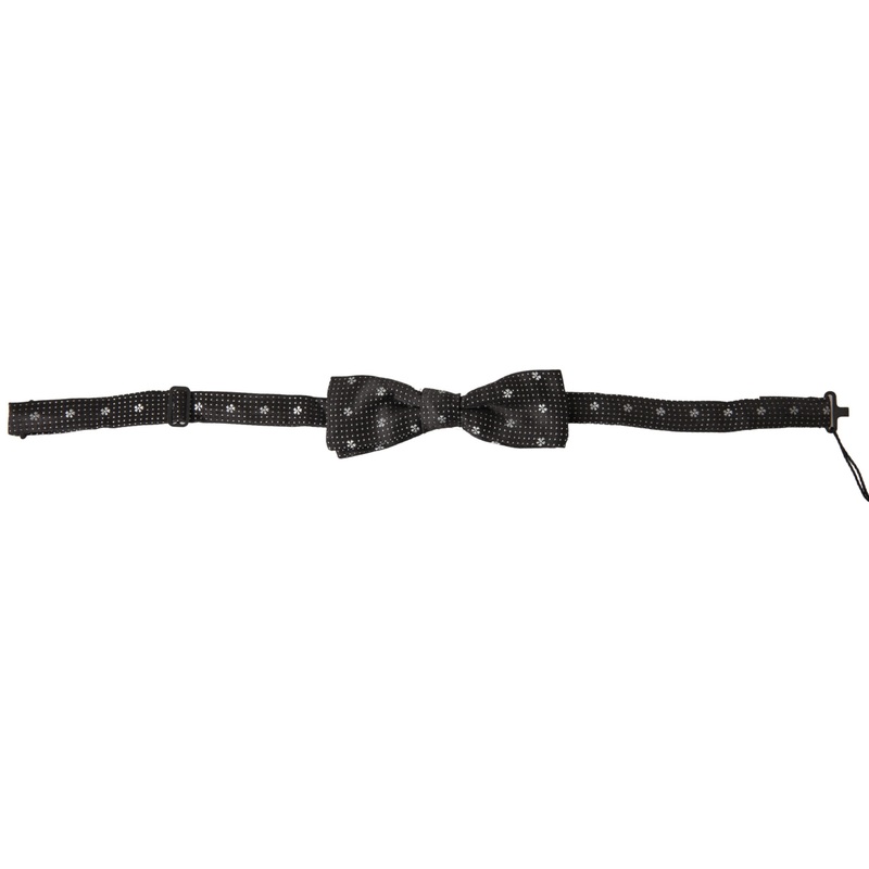 Dolce & Gabbana Black Patterned Silk Adjustable Men Neck Papillon Bow Tie