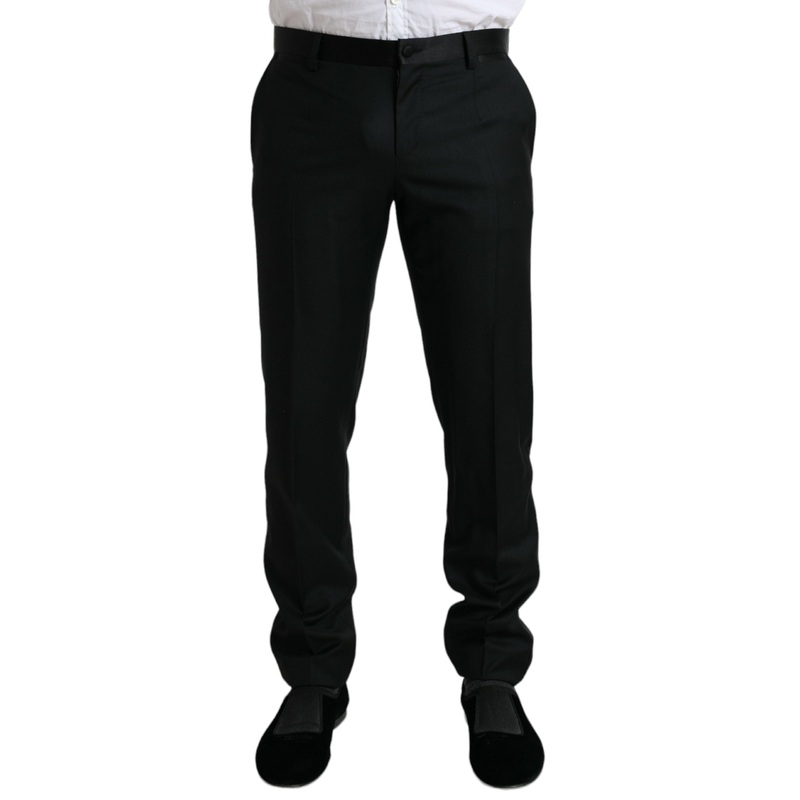 Dolce & Gabbana Black Wool Slim Fit Formal Trouser Dress Pants