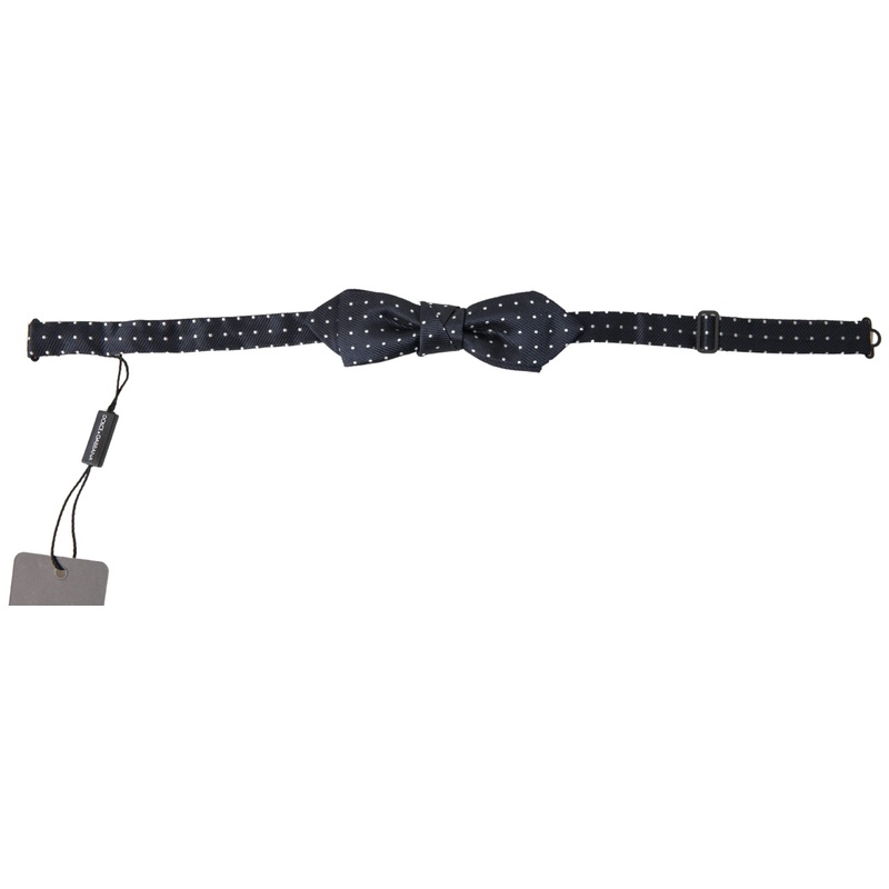 Dolce & Gabbana Blue Polka Dot Silk Adjustable Men Neck Papillon Bow Tie