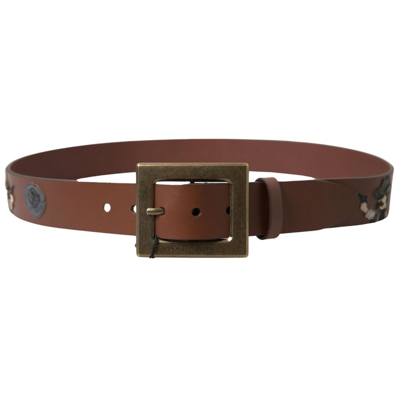 Dolce & Gabbana Brown Leather #DGFAMLY Square Buckle Belt