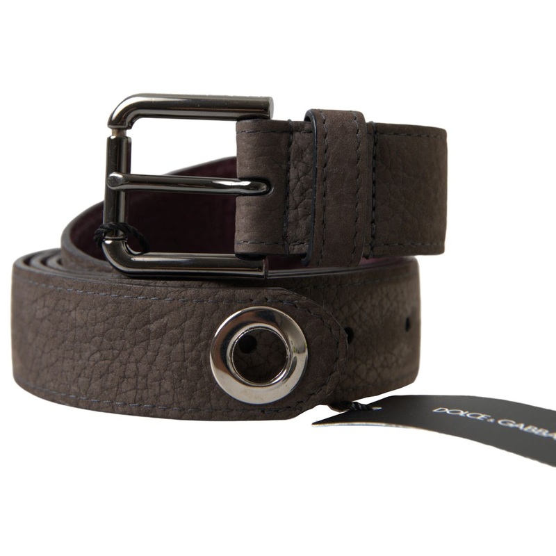 Dolce & Gabbana Brown Leather Metal Buckle Men Cintura Belt