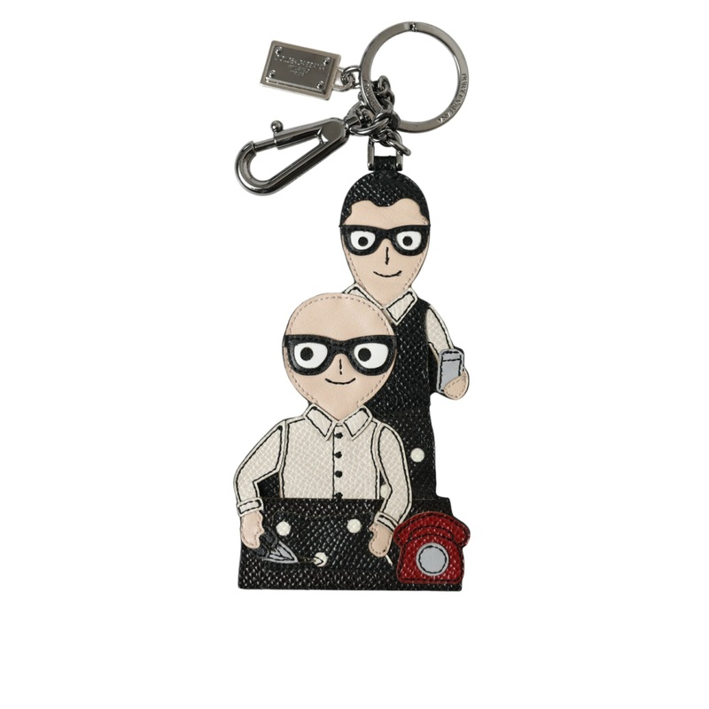 Dolce & Gabbana Leather Dominico Stefano #DGFAMILY Logo Badge Keychain