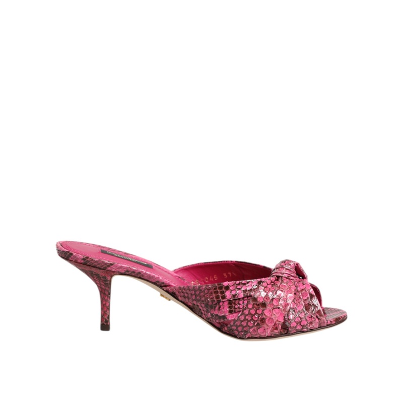 Dolce & Gabbana Pink Leather Heels Slides Sandals Shoes