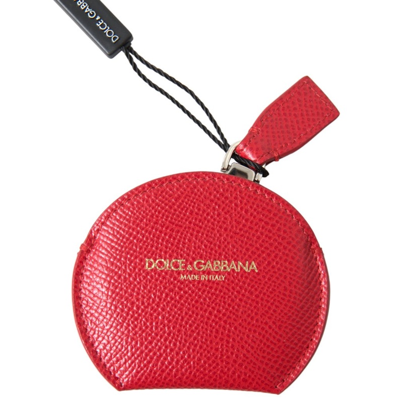 Dolce & Gabbana Red Calfskin Leather Hand Mirror Holder