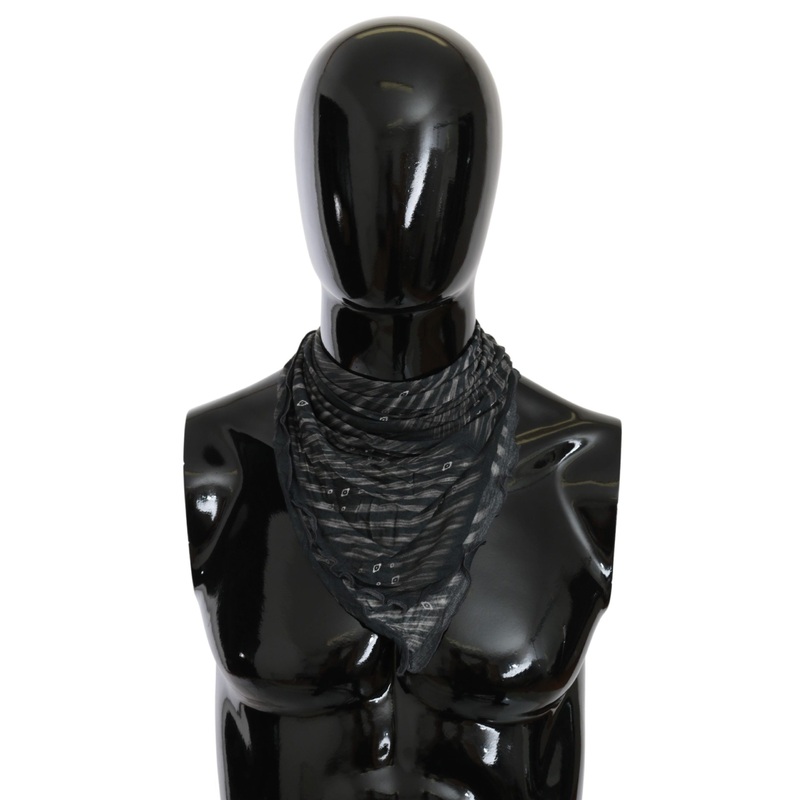 Costume National Black Gray Viscose Foulard Branded Scarf