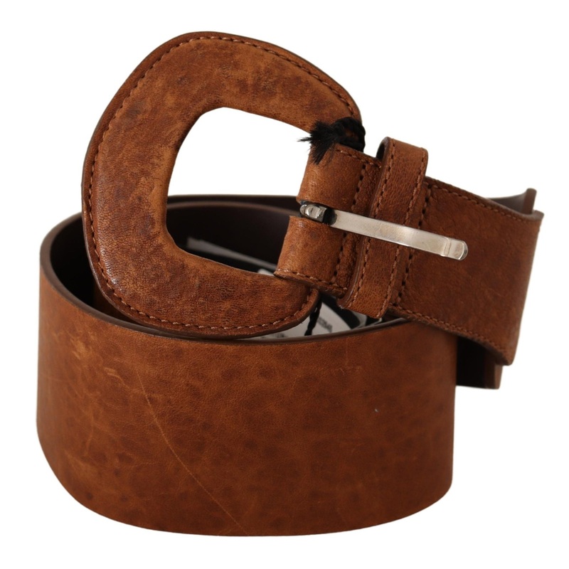 Costume National Brown Leather Fashion Waist Buckle Belt
