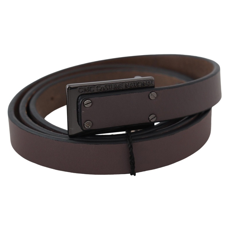 Costume National Brown Leather Tactical Logo Buckle Dark