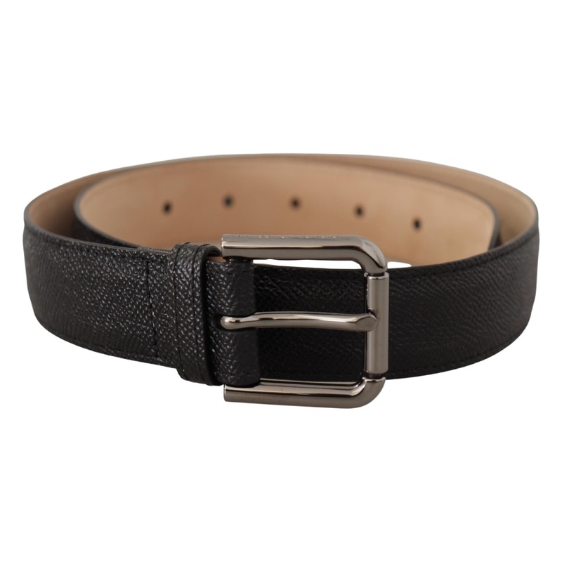 Dolce & Gabbana Black Calf Leather Brown Backend Belt