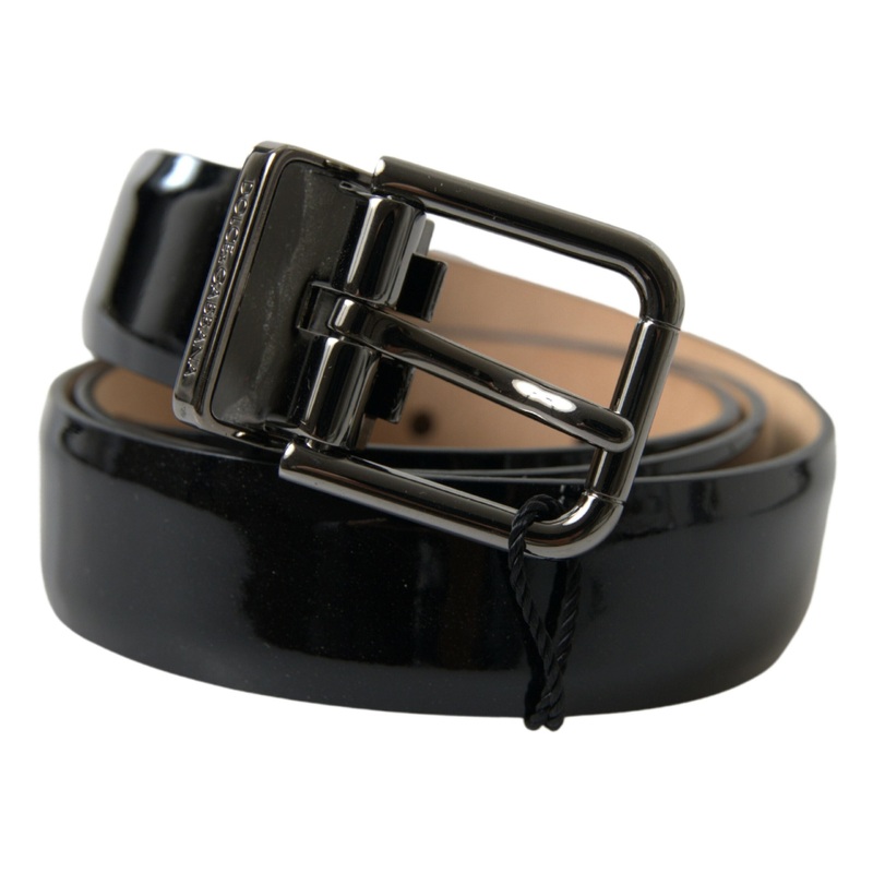 Dolce & Gabbana Black Calf Leather Metal Buckle Men Belt