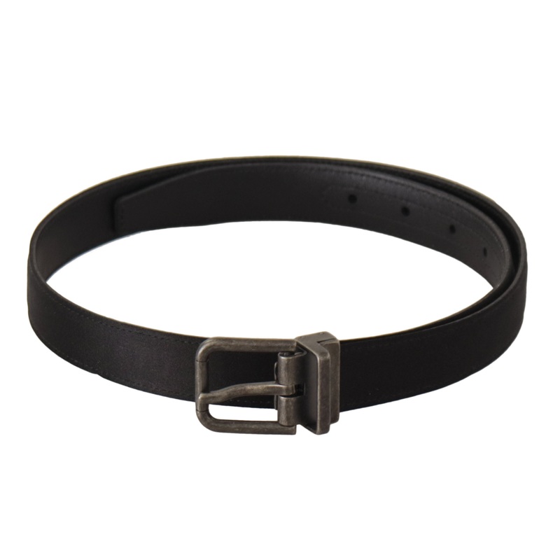 Dolce & Gabbana Black Calfskin Leather Vintage Metal Buckle Belt