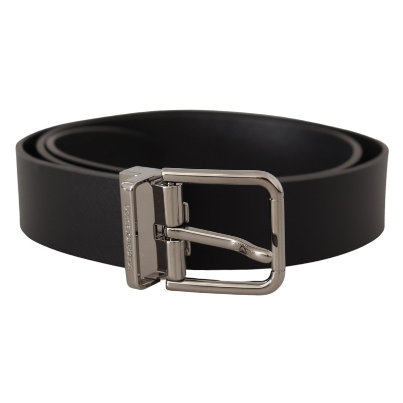 Dolce & Gabbana Black Casual Calf Leather Logo Metal Buckle Belt