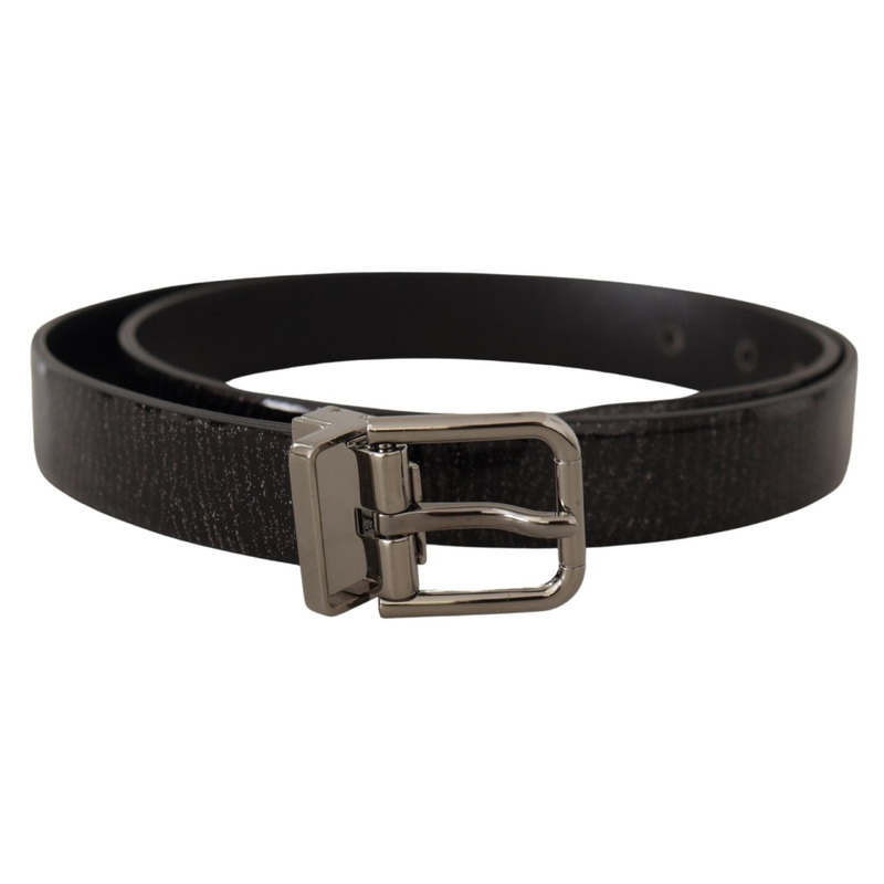 Dolce & Gabbana Black Leather Vernice Metal Buckle Belt
