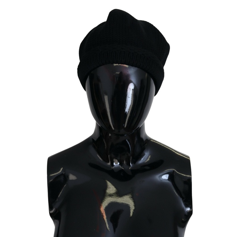 Dolce & Gabbana Black Virgin Wool Women Winter Beanie Cap Hat