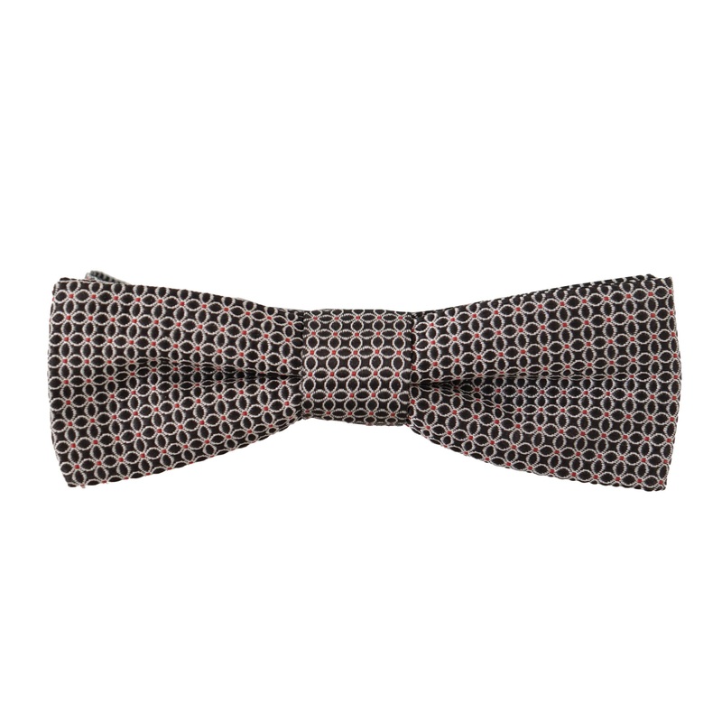 Dolce & Gabbana Black White Flower Pattern Silk Neck Papillon Tie