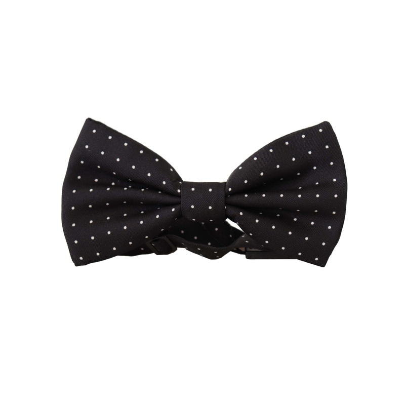 Dolce & Gabbana Black White Polka Dot 100% Silk Neck Papillon Tie
