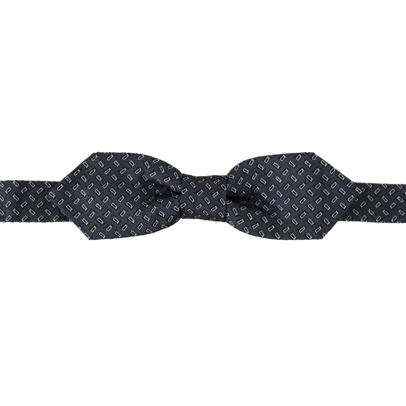 Dolce & Gabbana Blue Gray Polka Dot 100% Silk Neck Papillon Tie