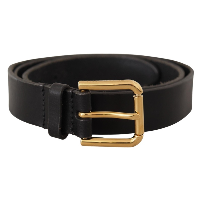 Dolce & Gabbana Brown Classic Leather Gold Metal Buckle Belt