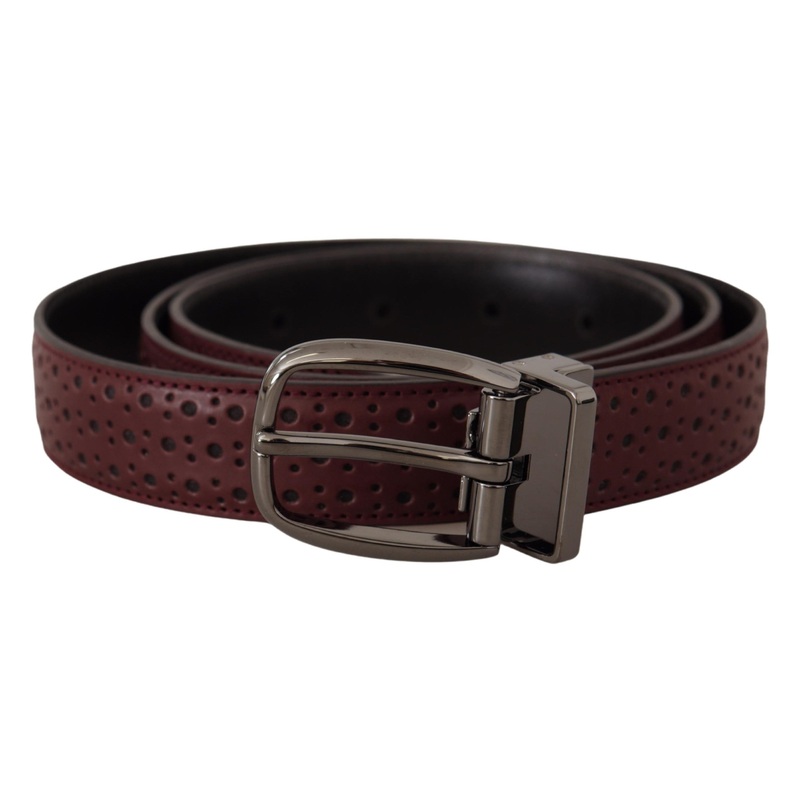 Dolce & Gabbana Brown Perforated Leather Metal Buckle Belt