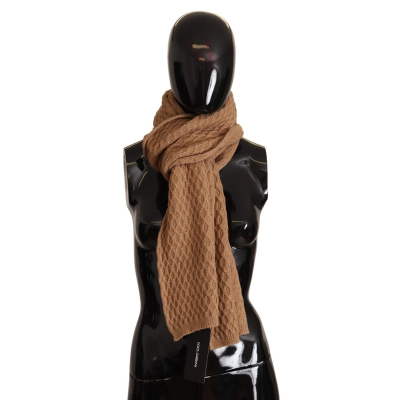 Dolce & Gabbana Dark Brown Wrap Shawl Knitted Camel Scarf