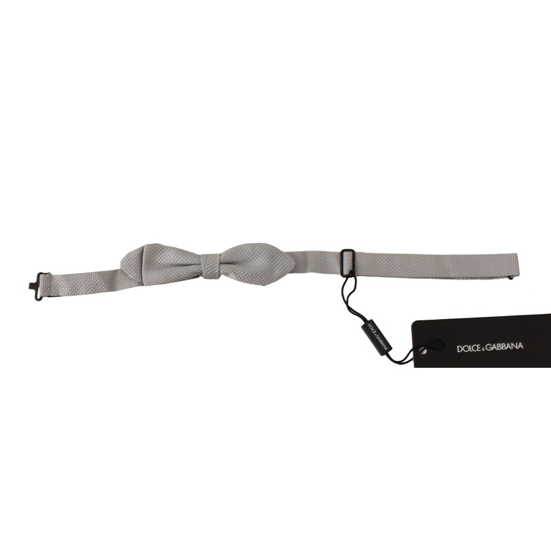 Dolce & Gabbana Gray 100% Silk Faille Adjustable Neck Bow Tie Papillon