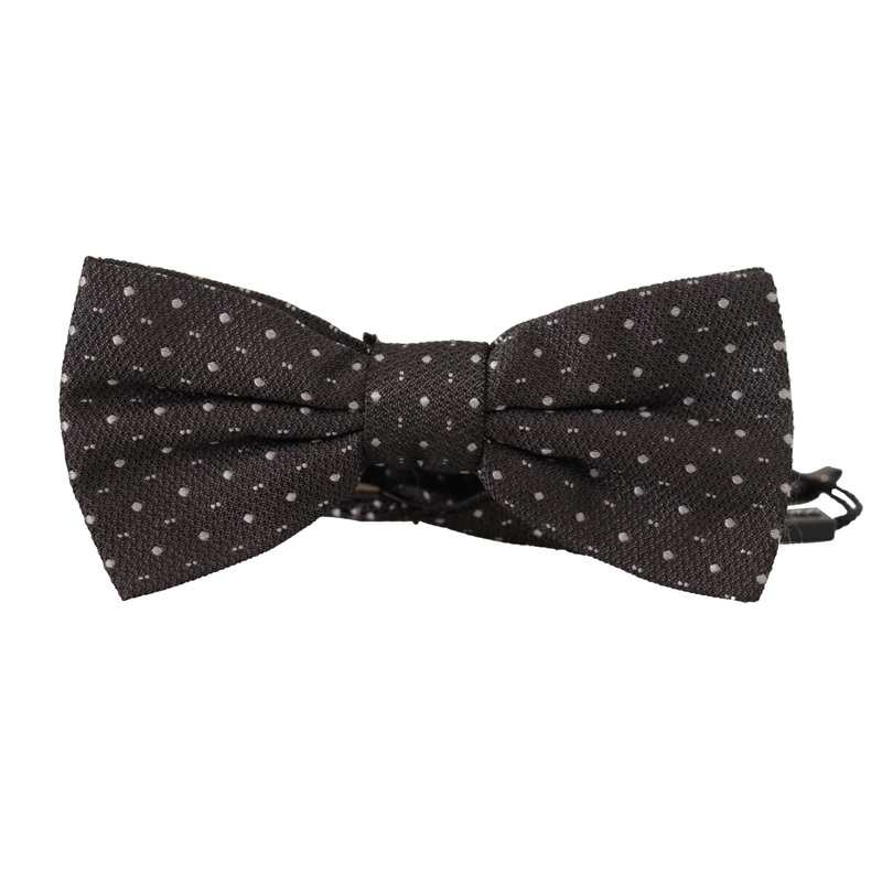 Dolce & Gabbana Gray Polka Dot 100% Silk Neck Papillon Tie