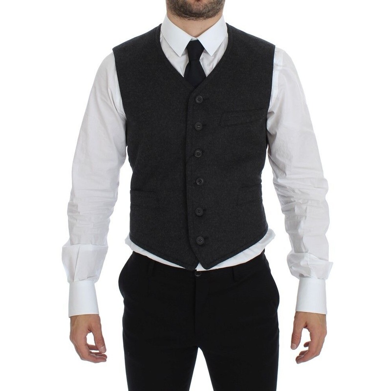 Dolce & Gabbana Gray Wool Blend Vest Gilet Weste