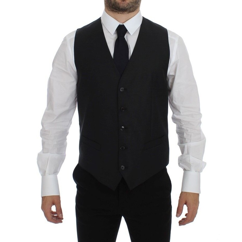 Dolce & Gabbana Gray Wool Silk Dress Vest Gilet Weste