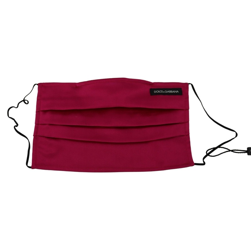 Dolce & Gabbana Maroon Silk Pleated Elastic Ear Strap One Size Face Mask