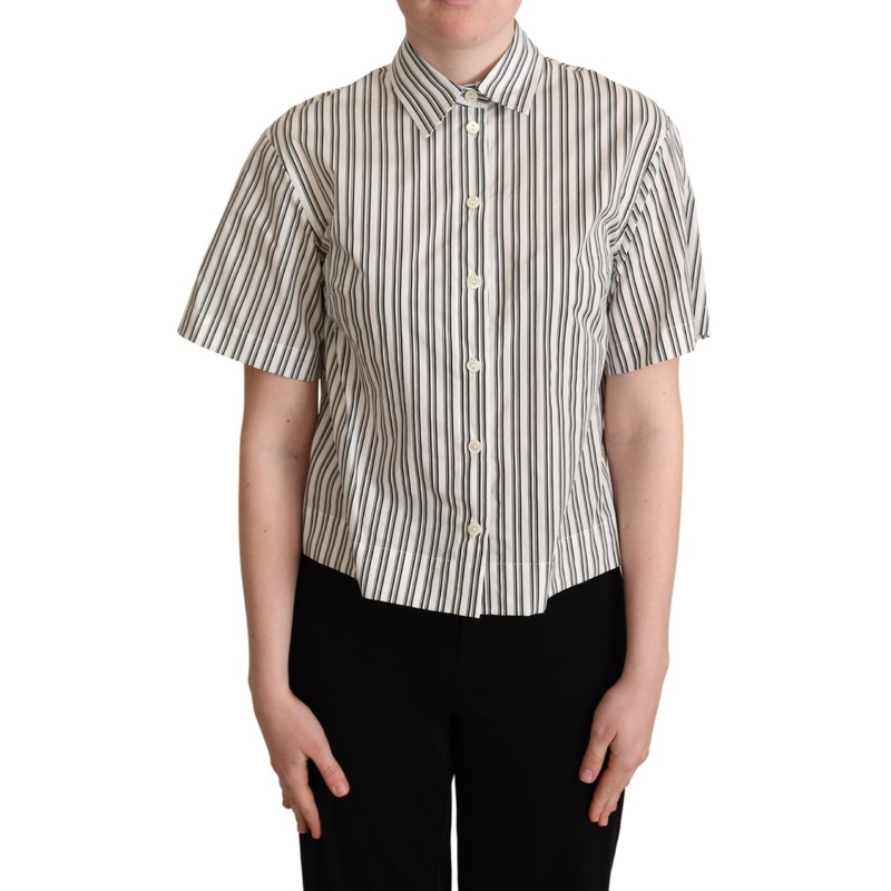 Dolce & Gabbana White Black Striped Shirt Blouse Top