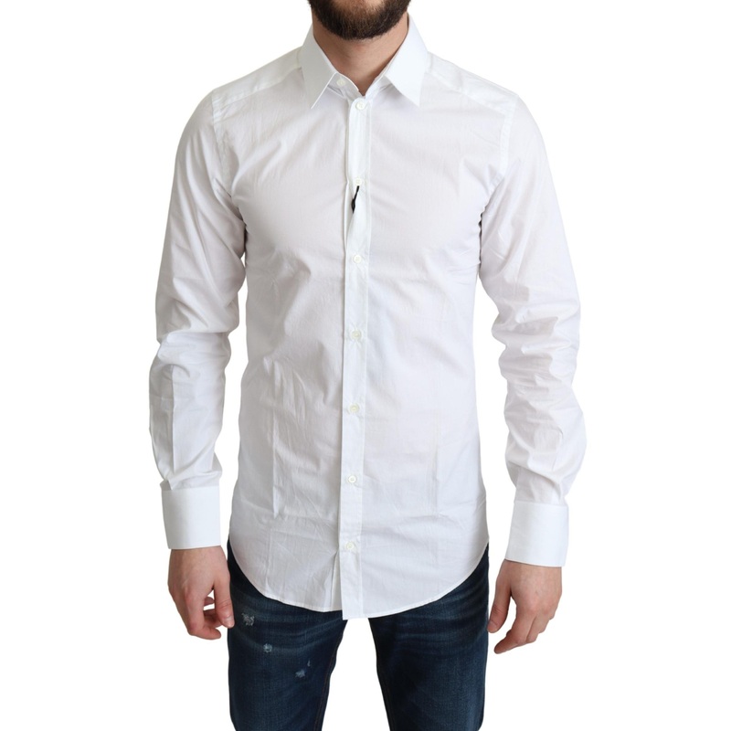 Dolce & Gabbana White Pure Cotton Men Dress Formal Shirt