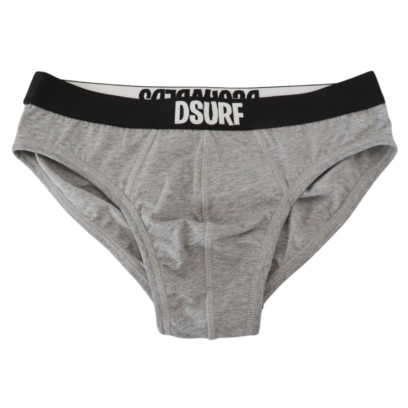 Dsquared Gray DSURF Logo Cotton Stretch Men Brief Underwear