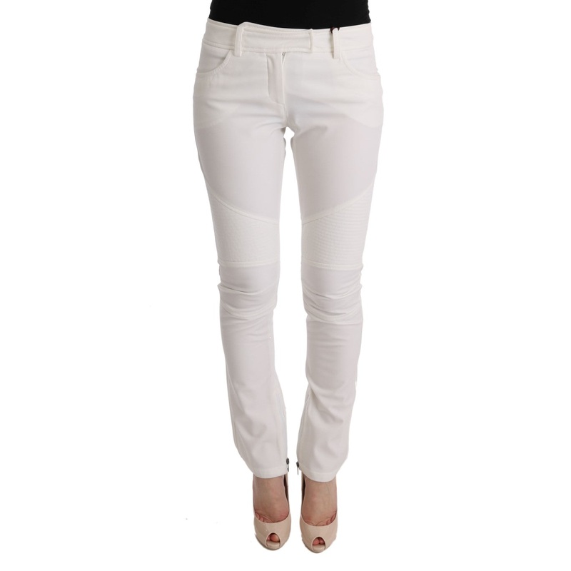 Ermanno Scervino White Cotton Slim Fit Casual Pants