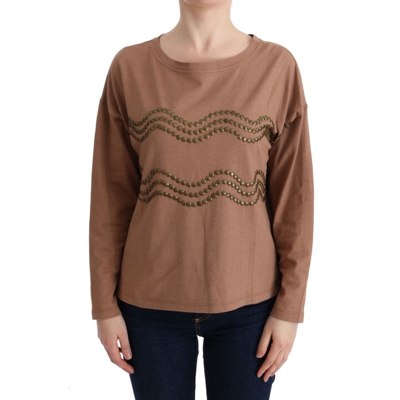 John Galliano Brown Cotton Studded Sweater
