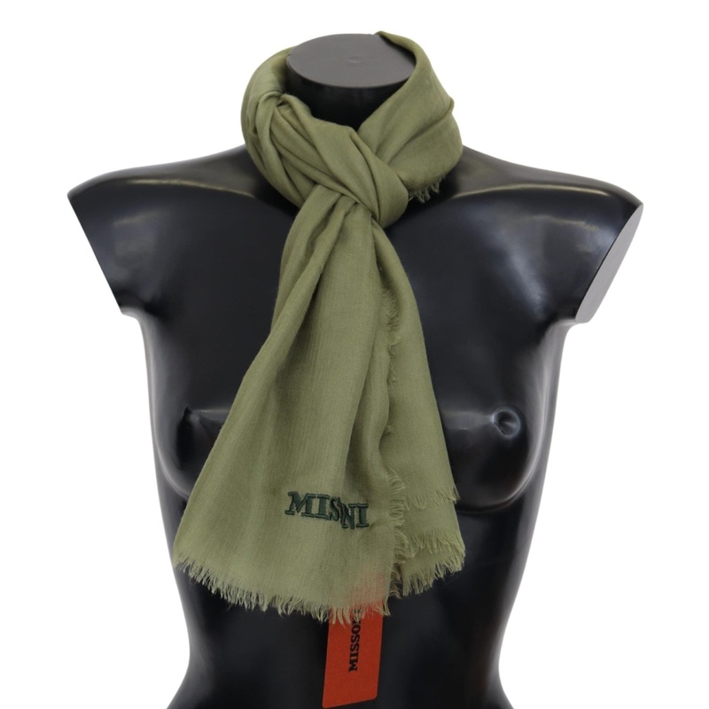 Missoni Green Cashmere Unisex Neck Wrap Scarf