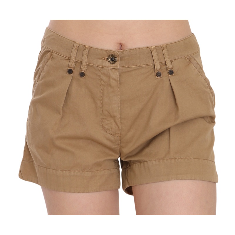 PLEIN SUD Brown Mid Waist 100% Cotton Mini Shorts