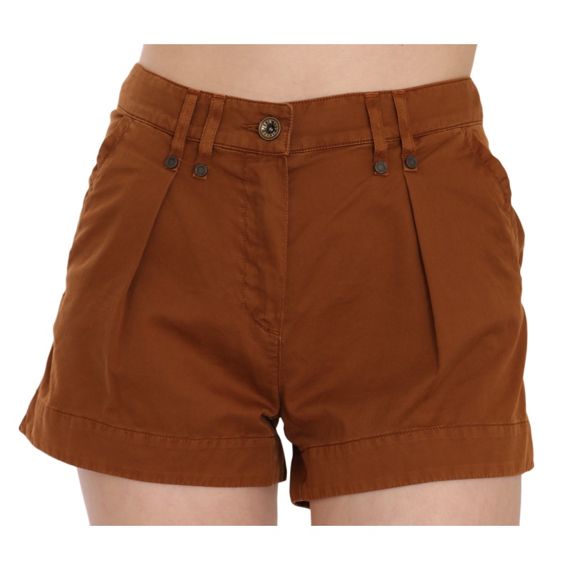 PLEIN SUD Brown Mid Waist Cotton Denim Mini Shorts