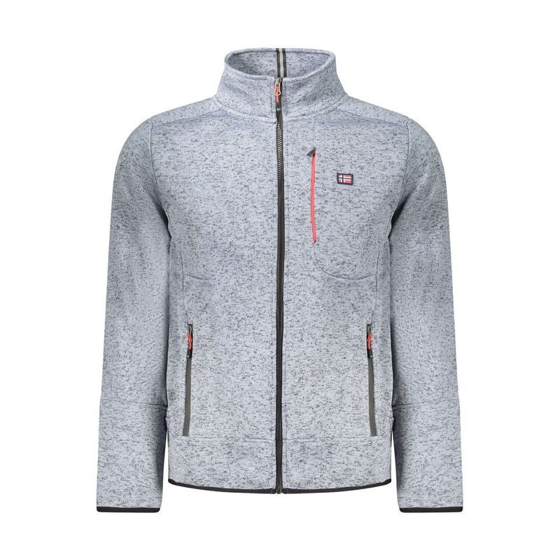 Norway 1963 Blue Polyester Men Sweater With Pockets and Zipper Detail