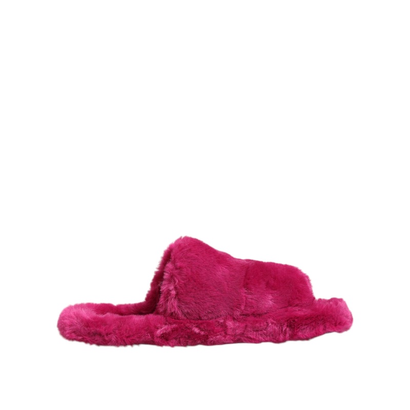 Dolce & Gabbana Pink Acrylic Faux Fur Mens Flats Sandals Shoes