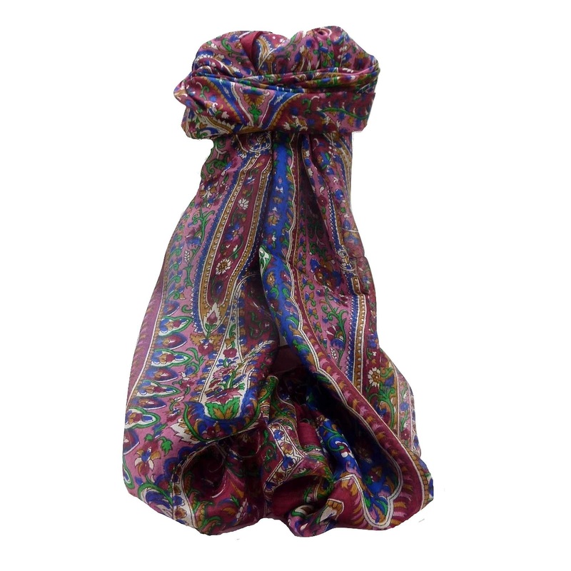 Mulberry Silk Traditional Long Scarf Amrindar Wine by Pashmina & Silk | Fruugo SG