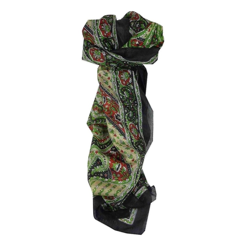 Mulberry Silk Traditional Long Scarf Kaur Black by Pashmina & Silk | Fruugo SG