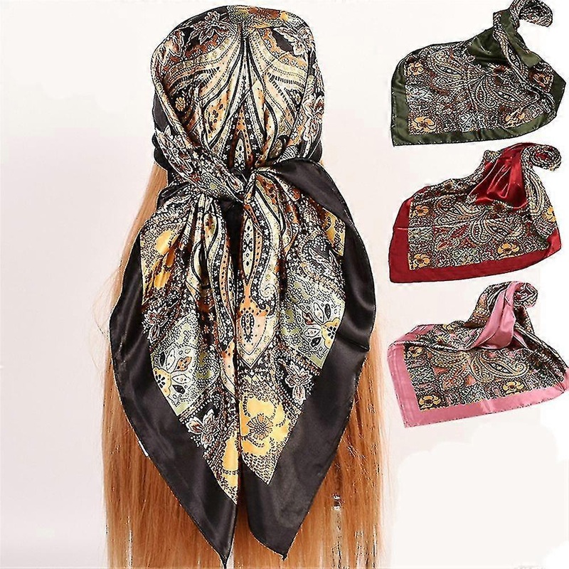 4pcs 30 Inches Square Scarves Emulation Silk Hair Bandanas Satin Head Scarves For Women | Fruugo SG