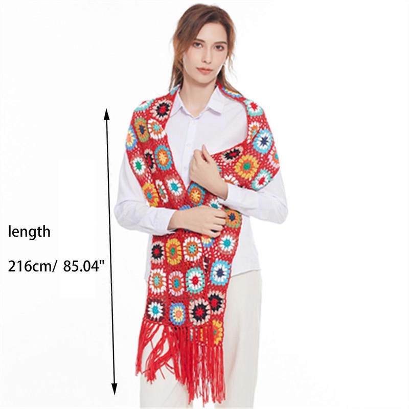 Artistic Crochet Flower Scarf Winter Shawl Women Novelty Warm Polyester Casual Soft Scarves for Girl Lady Kawaii Present  Red | Fruugo SG