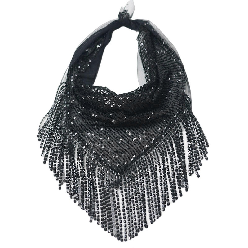 Bandana Head Scarf Headwear Rhinestones Tassels Scarves Sexy Neckerchief Bandana Head Wrap Beautiful Rhinestones  Black | Fruugo SG