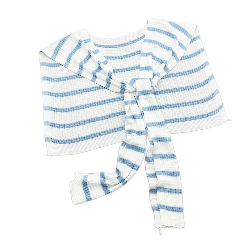 Elegant Striped Pattern Shawl for Indoor Outdoor Thin Knitted Poncho Capes for Women Vacation Shirt Shawl Shoulder Wrap  Sky Blue | Fruugo SG