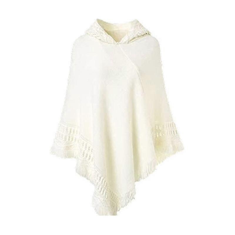 Women Winter Knitted Hooded Poncho Cape Solid Color Crochet Fringed Tassel Shawl Wrap Oversized Pullover Cloak Sweater | Fruugo SG