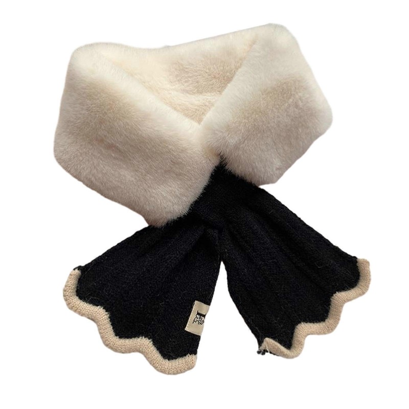 Women Winter Neck Warmer Scarf Cold Weather Knitted Cute Versatile Neck Wrap Winter Thicken Windproof Cross Scarf  White | Fruugo SG
