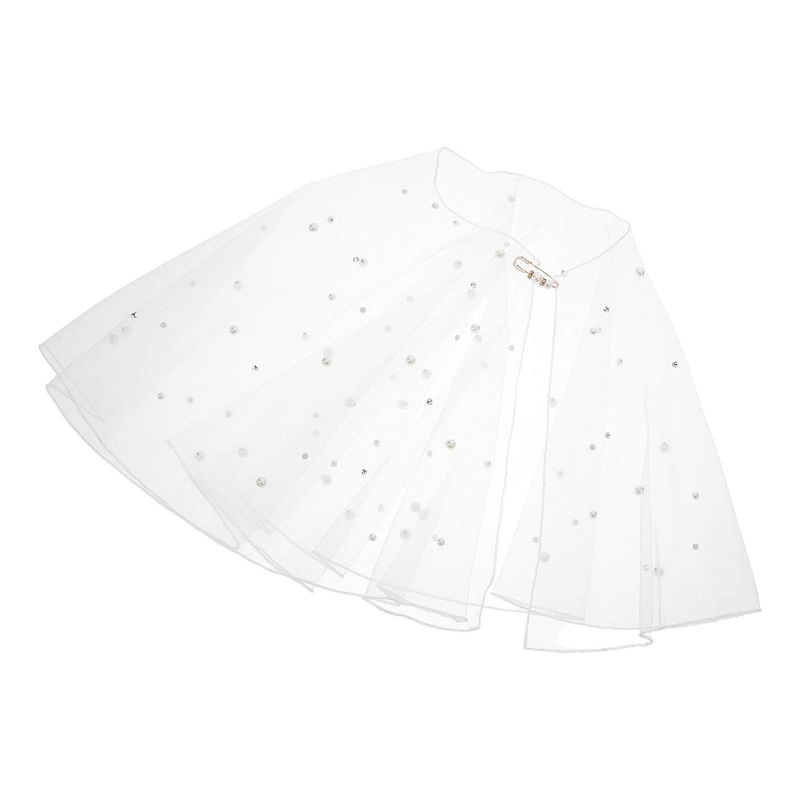 White Tulle Bridal Shawl For Brides Available In Beige Designed To Enhance Wedding Dress Style 1Pcs | Fruugo SG