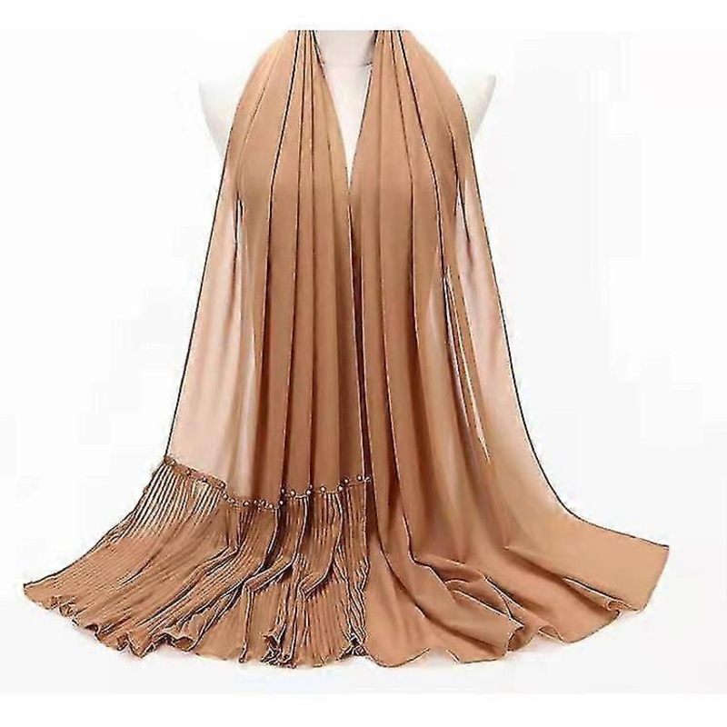 75*180cm Pearl Chiffon Shawl Islamic Women Headdress Pleated Crinkle Hijab Femme | Fruugo SG